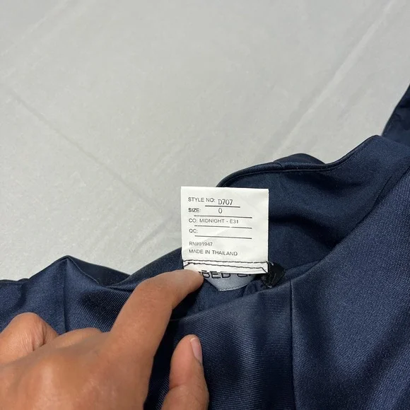 Alfred Sung Navy Formal Dress Size 0 Sleeveless A-Line Bridesmaid Wedding Guest - Picture 6 of 7